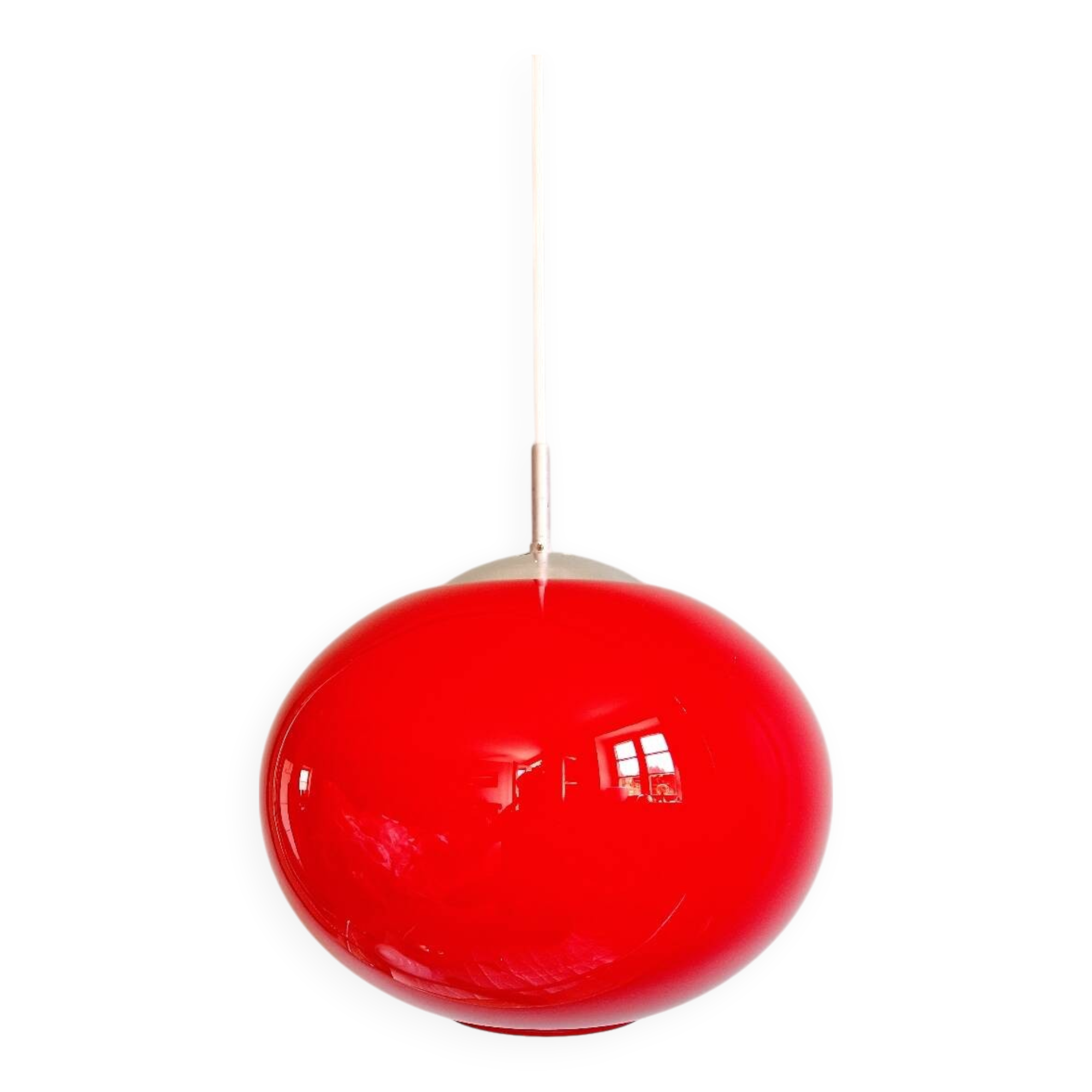 Grande suspension Space Age en opaline rouge, années 1960-70