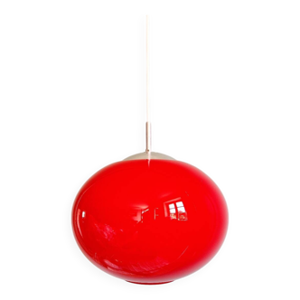 Grande suspension Space Age en opaline rouge, années 1960-70