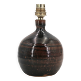 Dark brown spherical lamp in stoneware by Guy Baudat, 1970s.