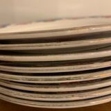 8 colorful flat plates Digoin Sarreguemines 20th century