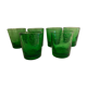 6 green whiskey glasses, bubbles and Biot soufflés
