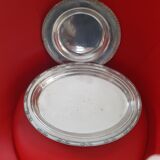 2 silver metal dishes