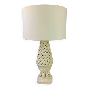 Spanish floral ceramic table lamp from Manises, Spain, circa 1970s