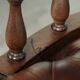 English cowhide Chesterfield swivel and tilt button seat office chair
