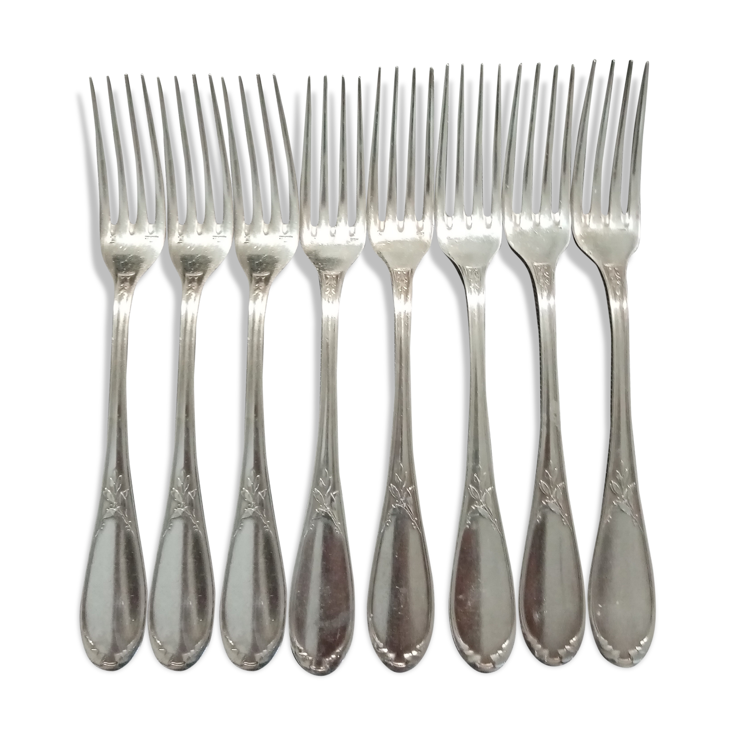 Set of 8 table forks silver metal Ercuis