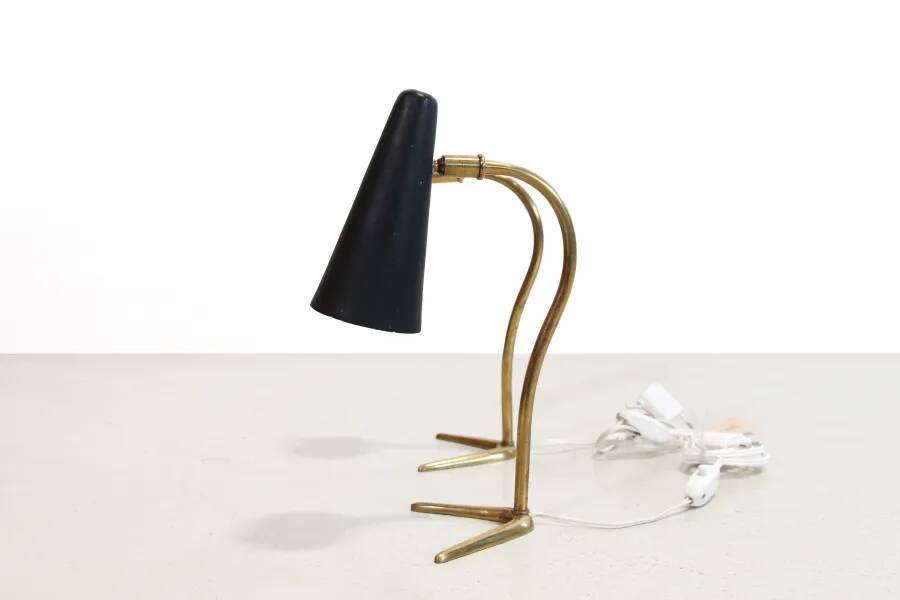Set of two black and brass Italian bedside lamps