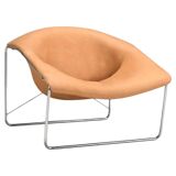 Leather and chrome Olivier Mourgue Cubique chair by Airborne, France 1968