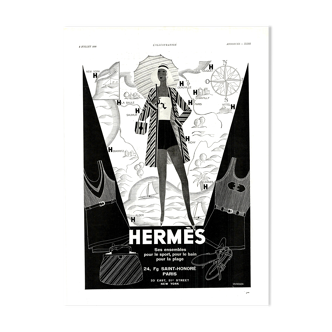 Affiche vintage années 30 -imprimé publicitaire - hermes- 30x40cm