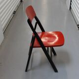 Red and black wooden folding chair By Egon Eiermann, Set of 4 chairs