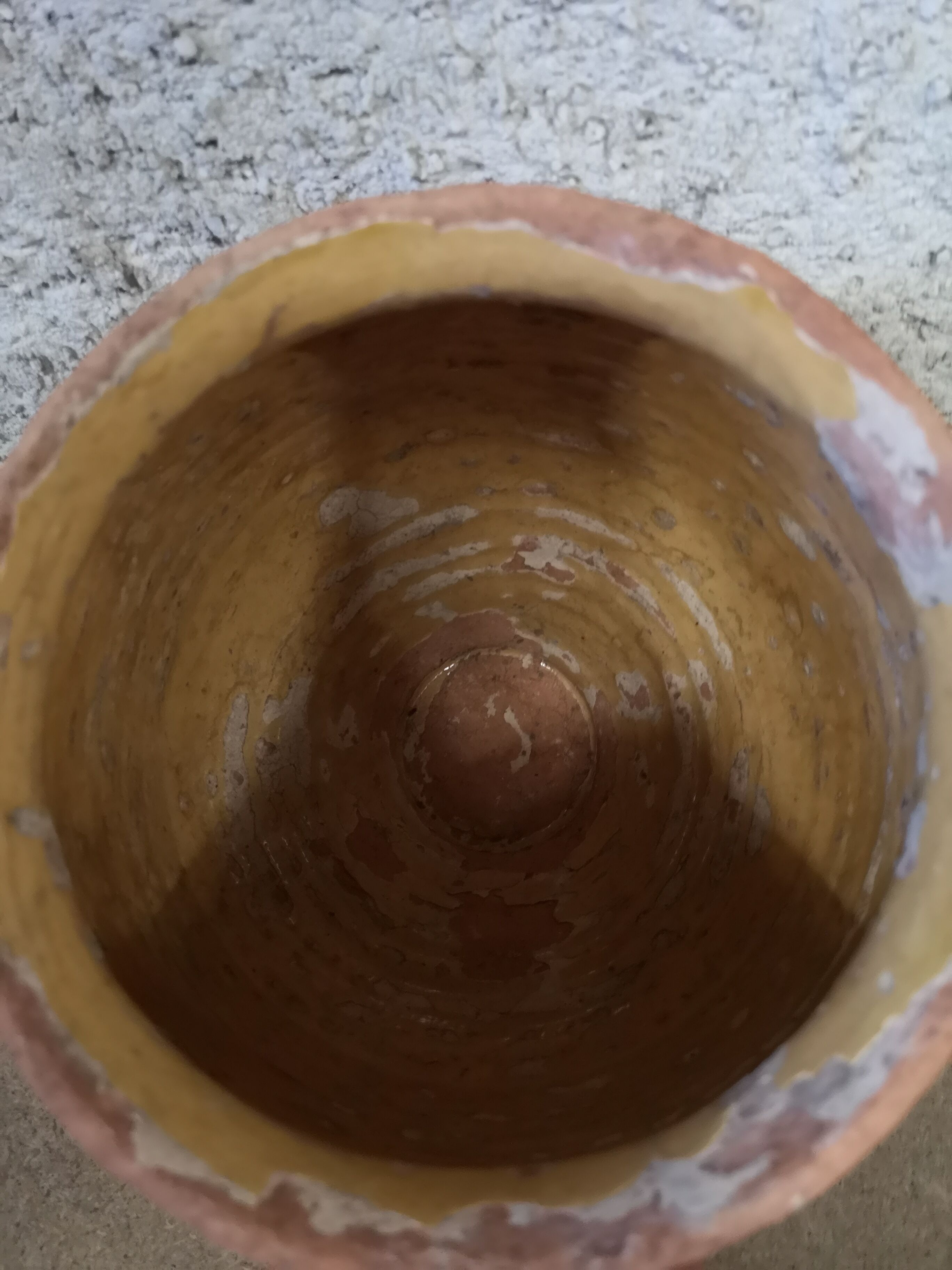 Ancient yellow sandstone pot