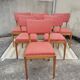 Set 6 chaises vintage structure chêne assise et dossier rouges