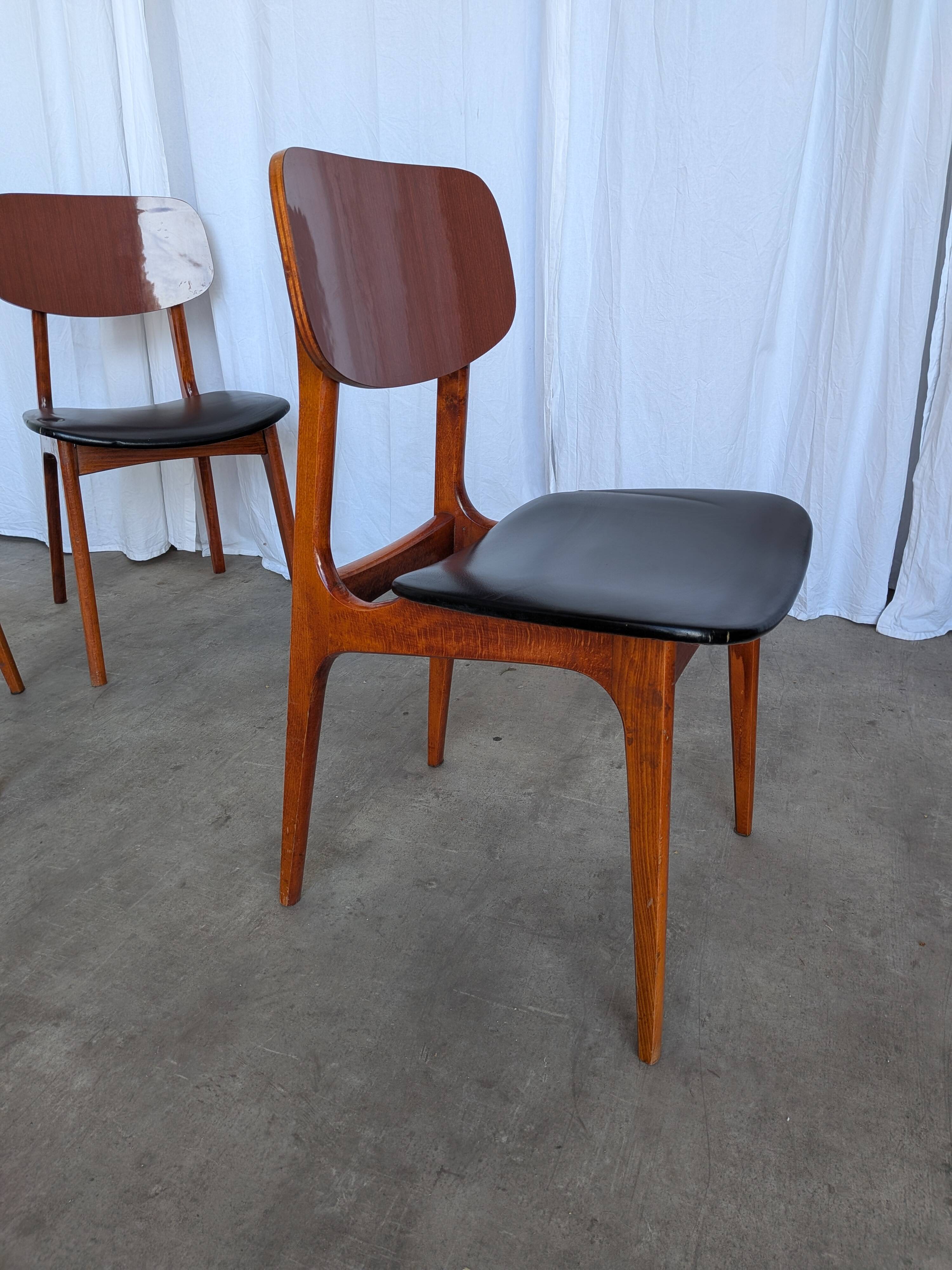 SET of 3 Vintage STOL Kamnik Dining Chair: 1970s Yugoslavian Mid-Century Mo