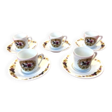 5 Limoges Porcelain Coffee Cups / Saucers BM French Porcelain