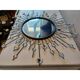 Sun mirror iron beveled mirror and diamond cabochons