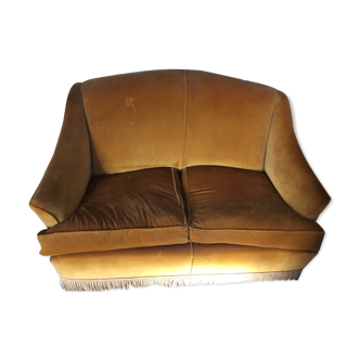 Yellow velvet sofa circa 1940