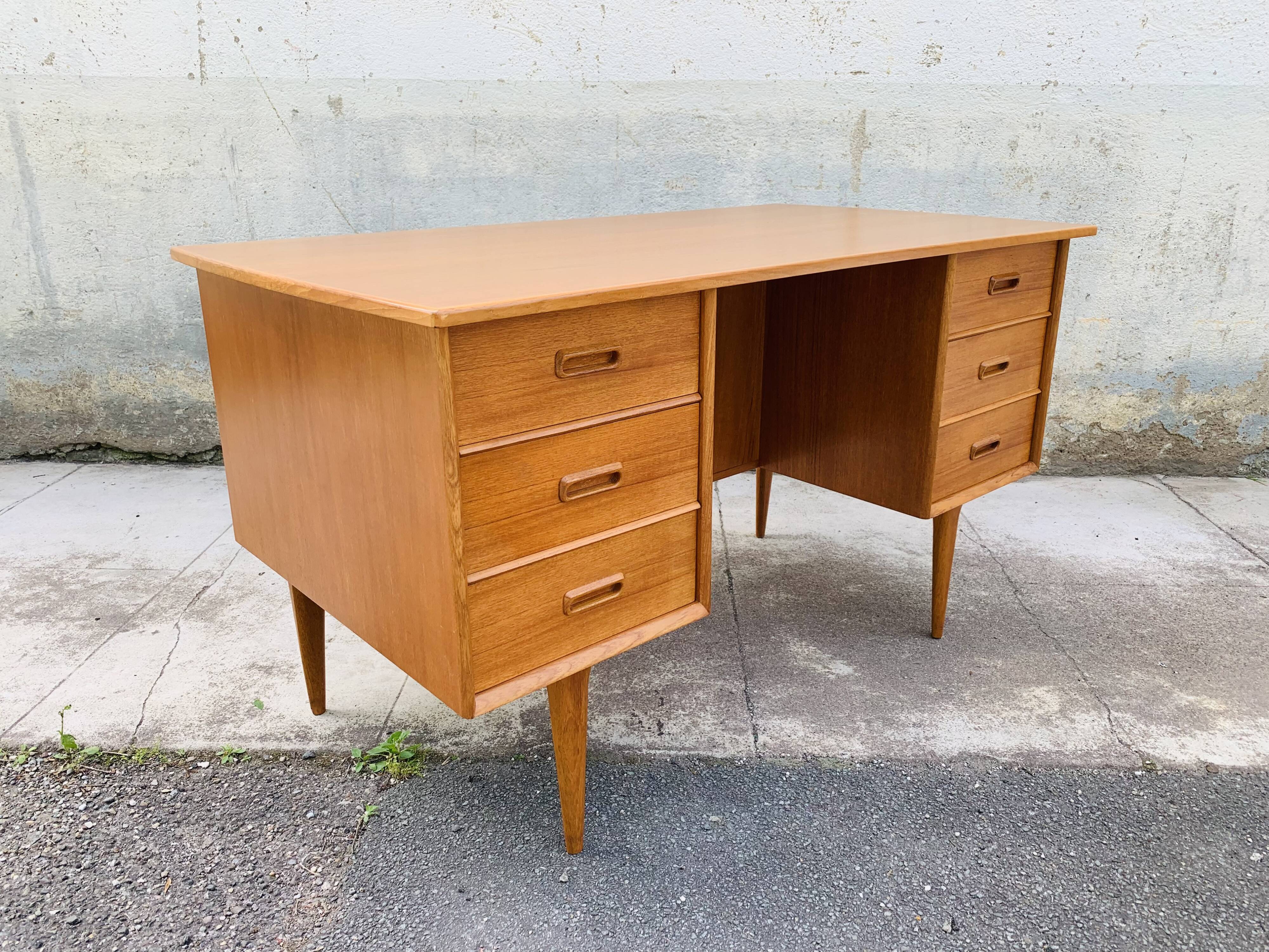 Scandinavian double-sided teak office 60s