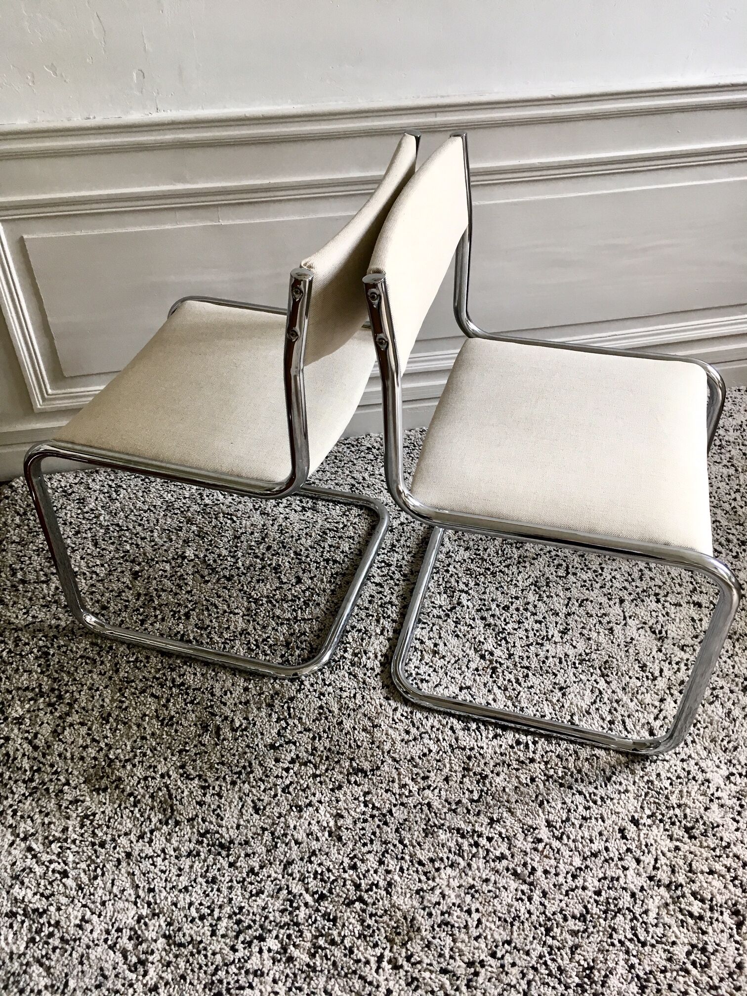 Set of restored vintage chairs with "Luge" feet