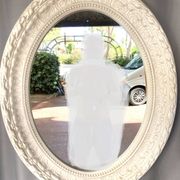 Large White Stucco Wooden Mirror Shabby Chic Baroque Decorative Art