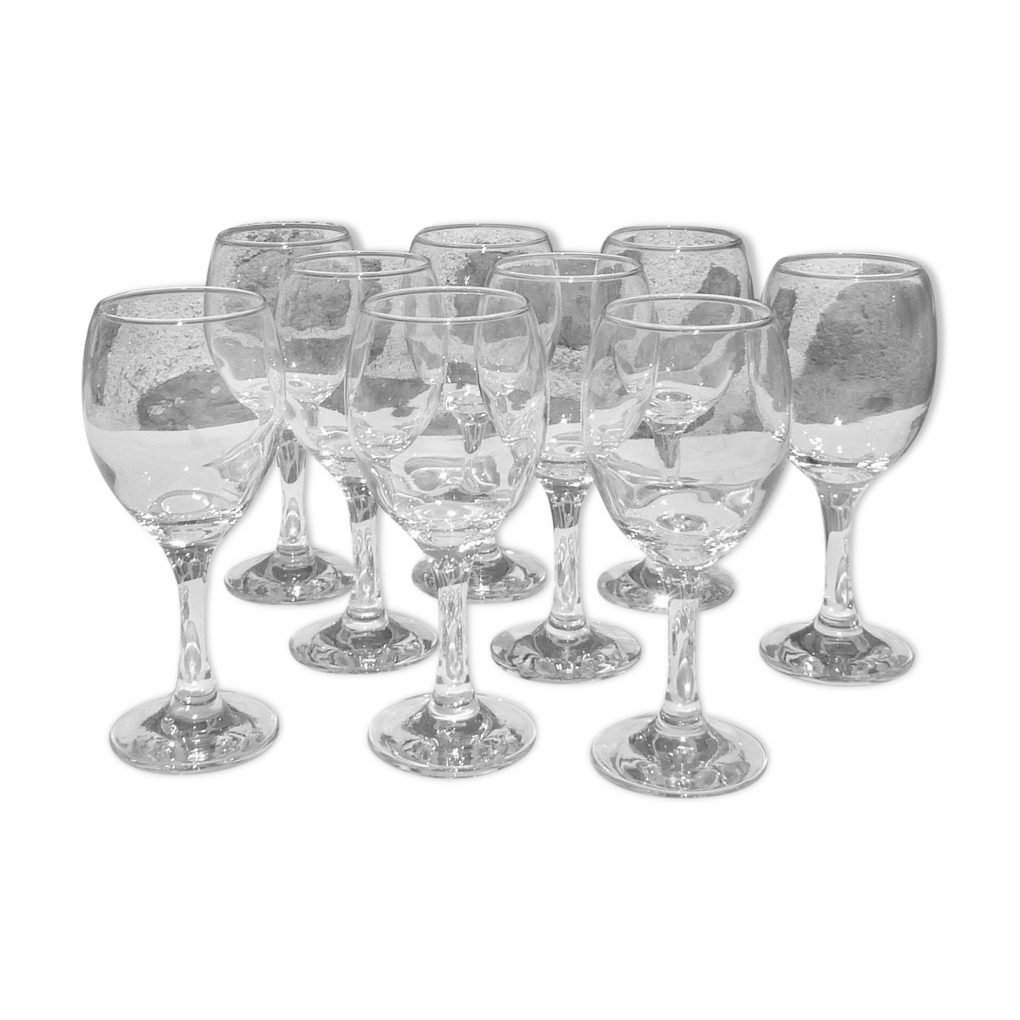 Set of 9 glasses on foot