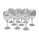 Set of 9 glasses on foot