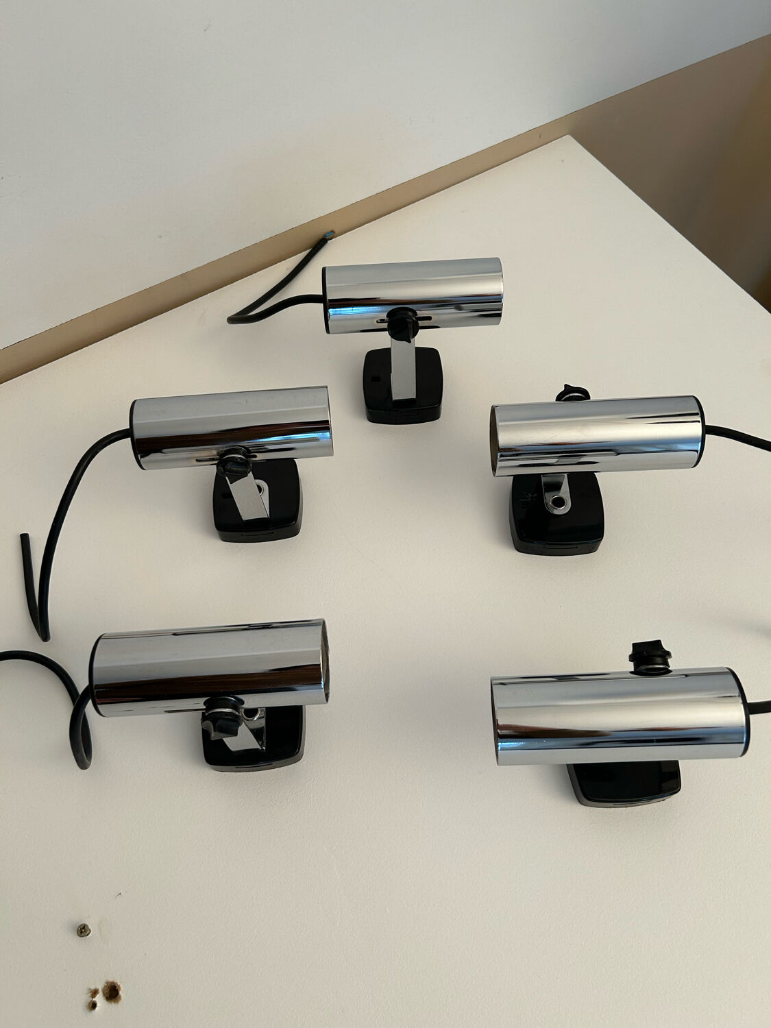 Set de 5 appliques vintage orientable chromée, Italie 1970