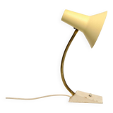 Swan neck lamp, desk lamp, SIS, vintage, brass, beige, 60s