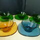 Set of 5 vintage coffee cups made of tempered glass