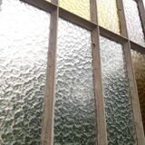 Workshop door 258,4x98,5cm in iron and colored cathedral glasses
