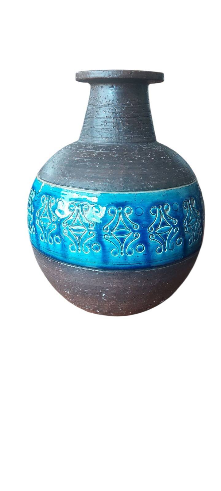 Aldo Londi for Bitossi. Rimini-Blue glazed ceramic vase, vintage design