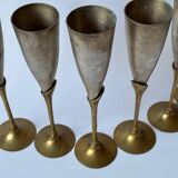 Set de 6 flûtes de champagne en laiton, 1970