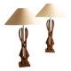 Paire de lampes organiques en bois - USA 1960