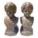 Pair of antique cast iron fire dogs "The Conquering Love"
