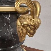 Antique Lumi pair of large marble and mercury-gilt bronze candelabras