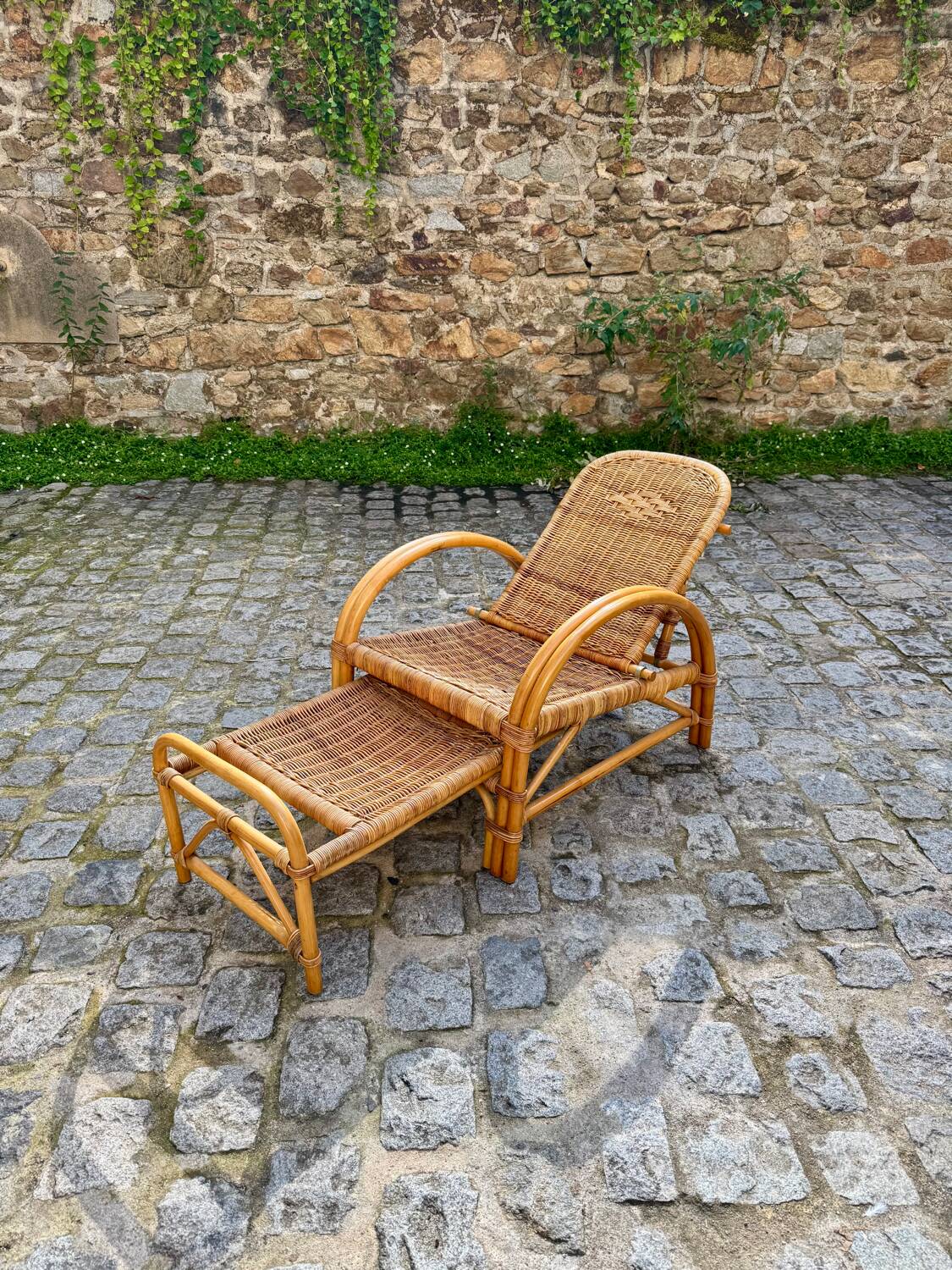Rattan and wicker lounge chair
