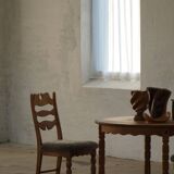 Denmark mid-century, set of 8 oak and lambswool chairs, Henning Kjærnulf, 1960s