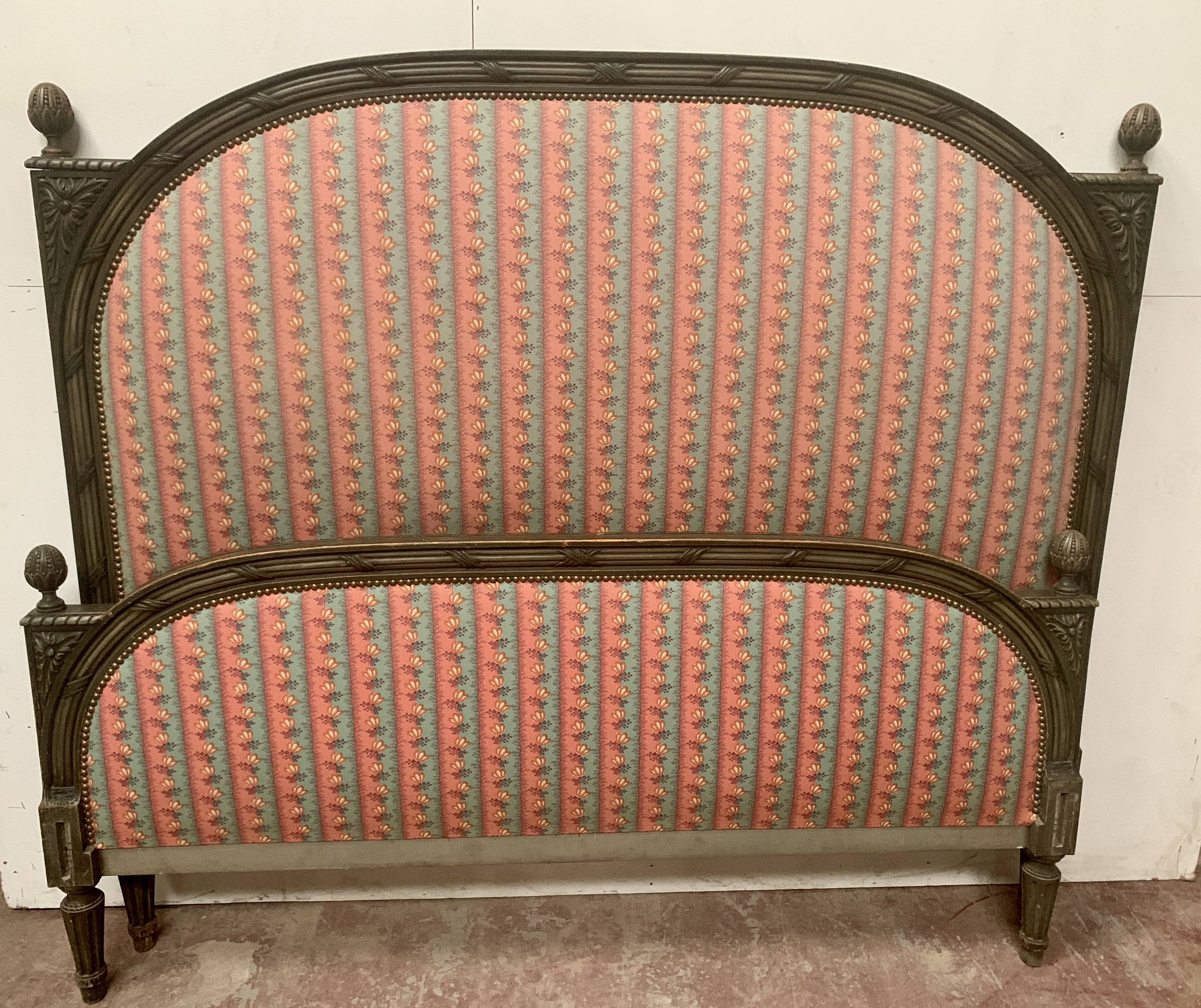 Louis XVI style bed in patinated beech, 20th century