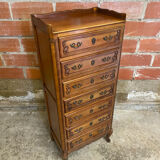 Antique louis xv style weekly chest wood 7 drawers & vintage metal handles