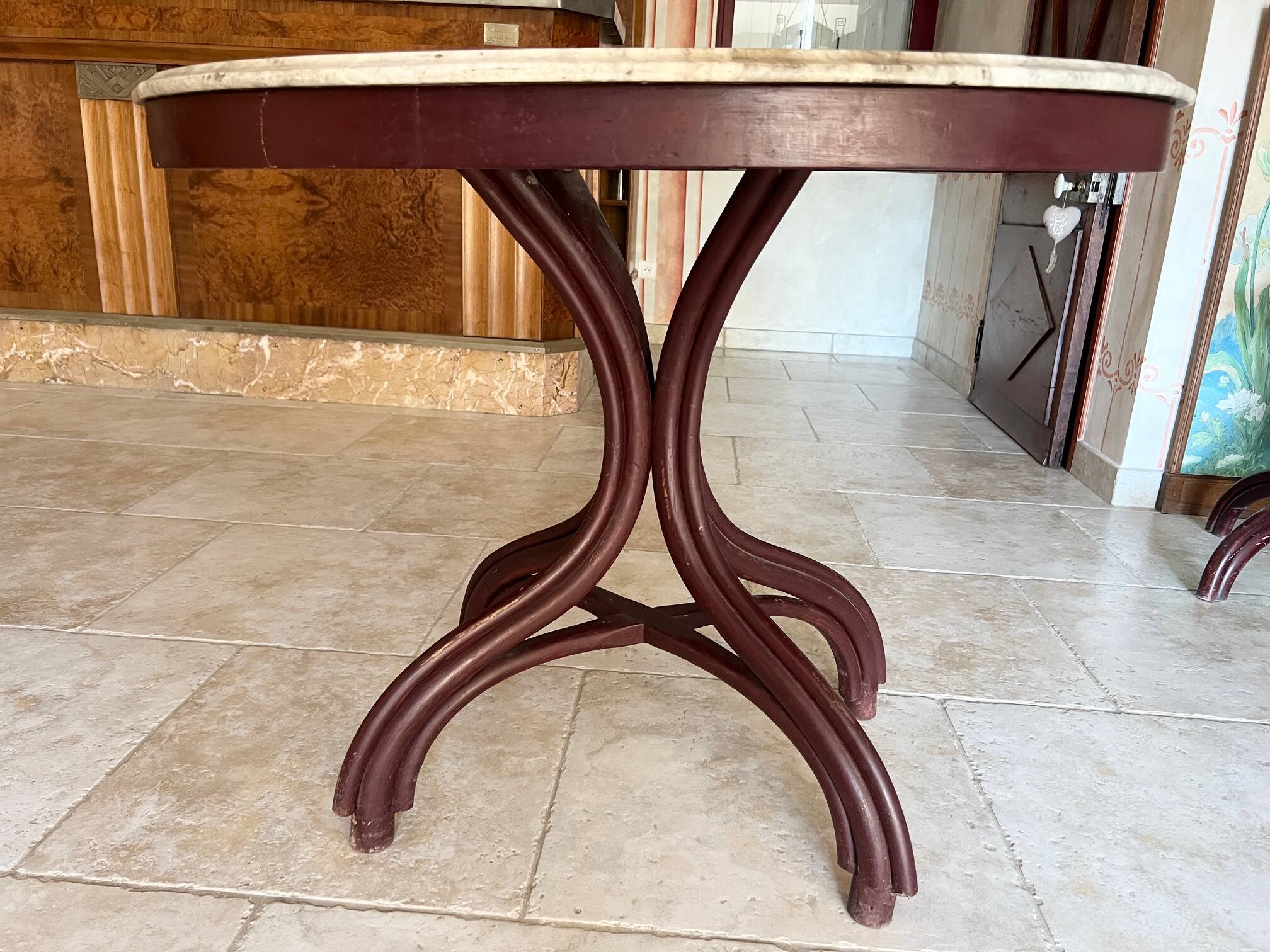 Thonet table n°8 / n°9 from 1888 Café Museum, after Adolf Loos marble top