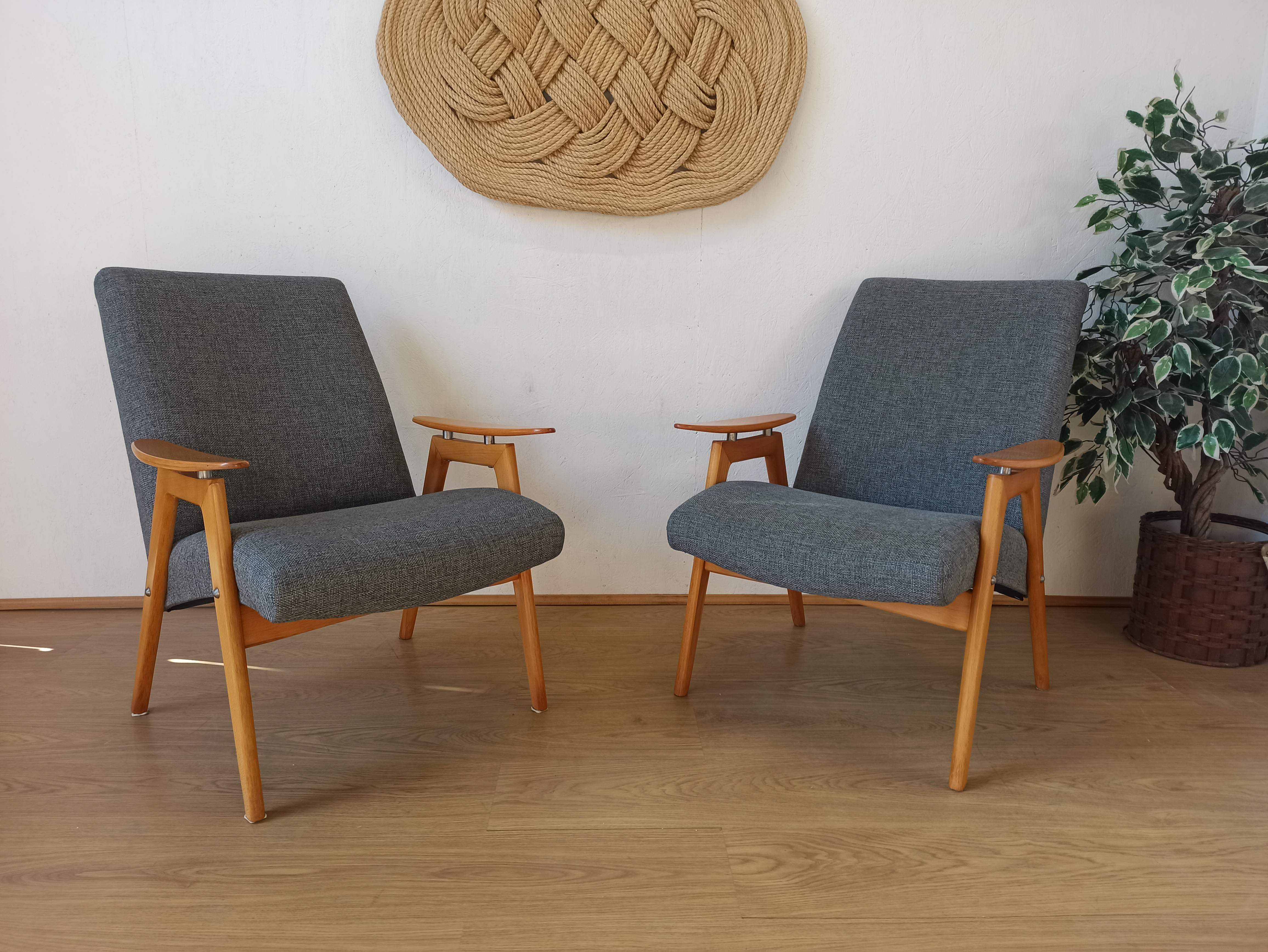 2 designer armchairs by j. šmidek, 1970s.