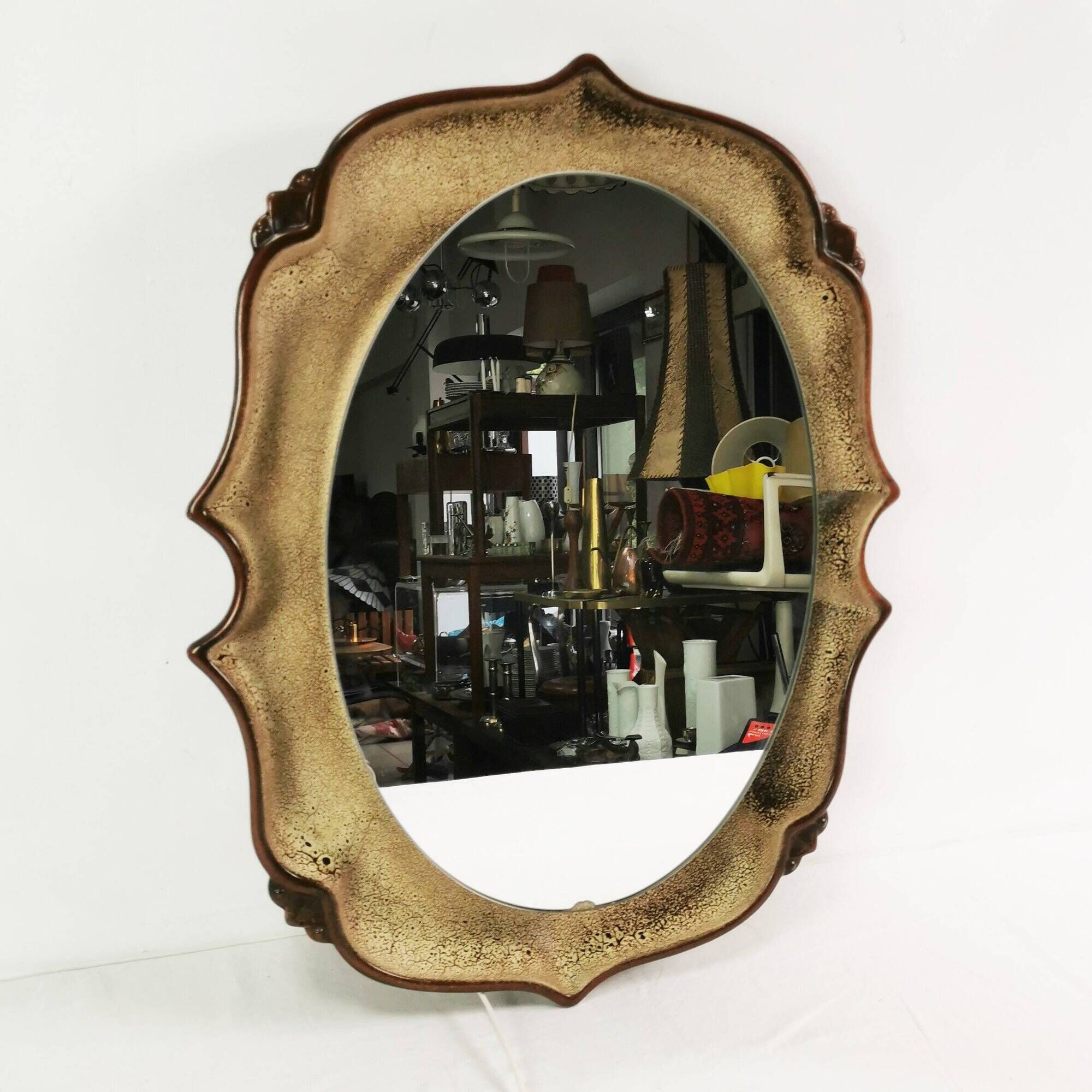 Mid-century ceramic mirror, Pan Keramik, 1970s