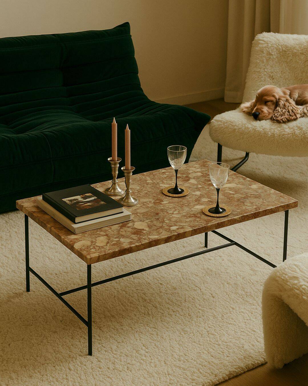 Rosso marble coffee table
