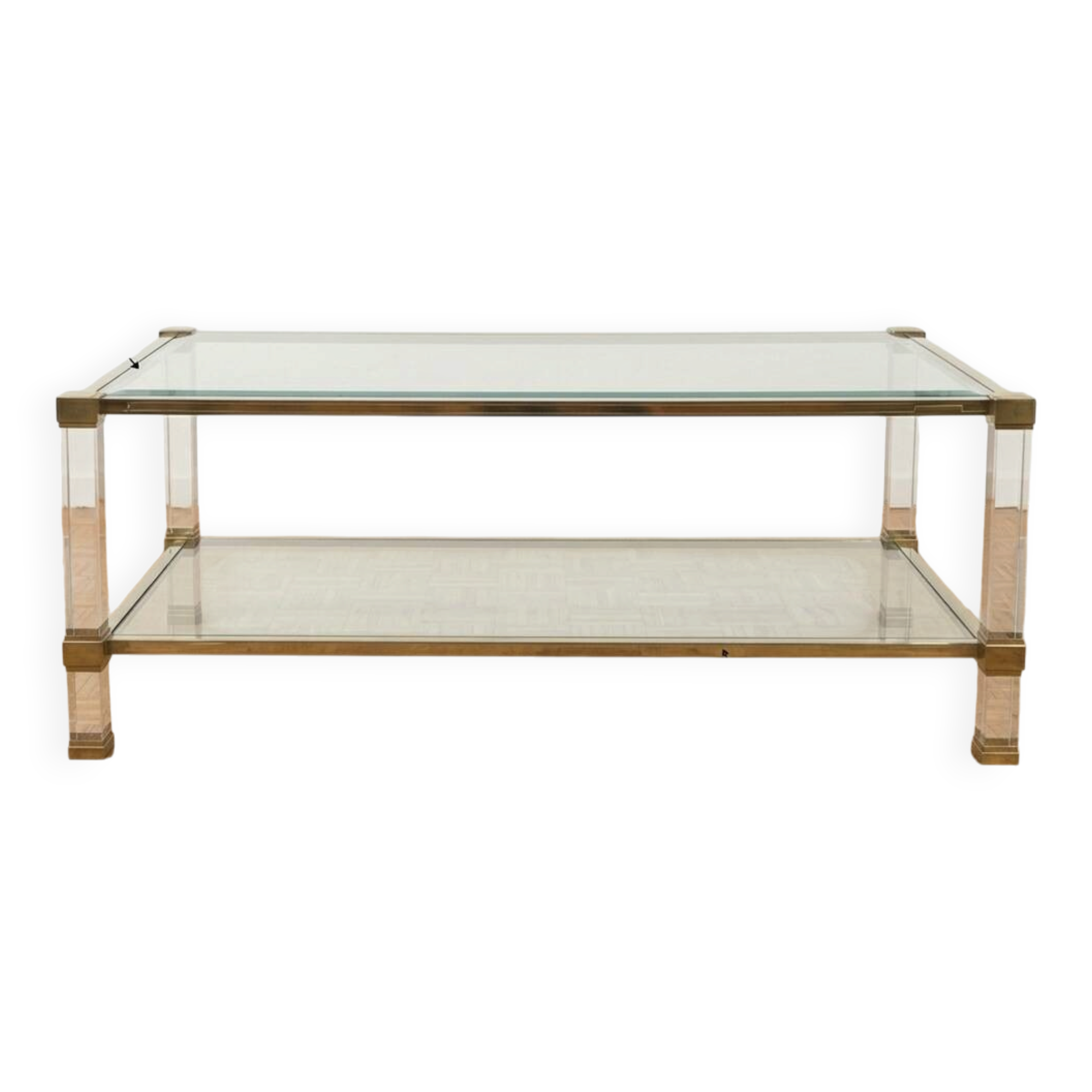 Hollywood Regency coffee table in Plexiglass and brass – 1970 design