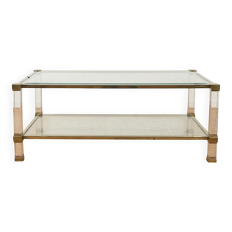 Hollywood Regency coffee table in Plexiglass and brass – 1970 design