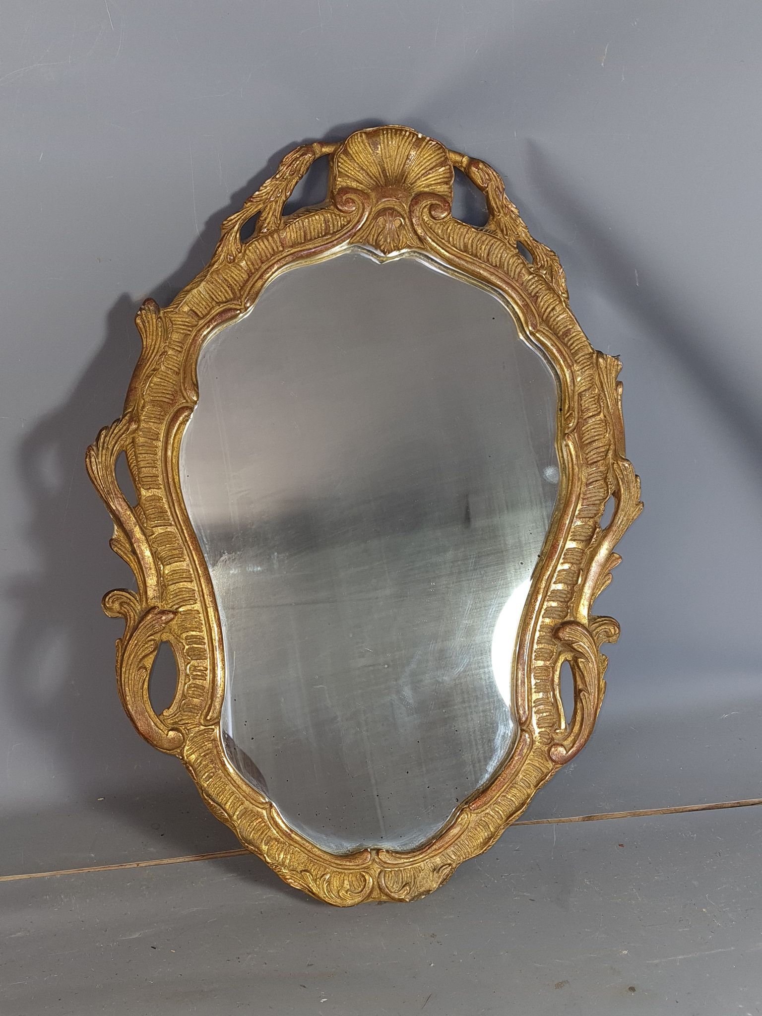 Old mirror frame gilded wood decoration shells and rinses Louis XV style 58x42 cm SB