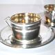 Set of 2 coffee cups Antique ribbons in silver metal Goldsmith Weinthal Georges