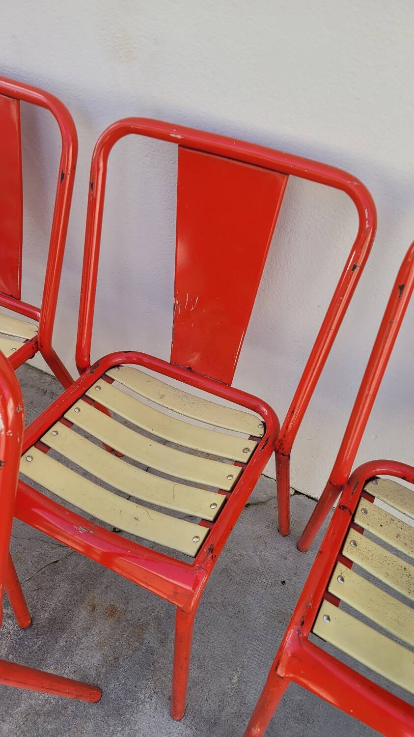 Set of 12 Tolix bistro chairs by Xavier Pauchard model T4 - 1950s