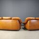 Mid century Italian leather sofa set by Ercole Biella for Grappeggia, 1970s