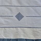 Ancien drap en lin avec grand retour - jours fait main - 206 x 350 cm