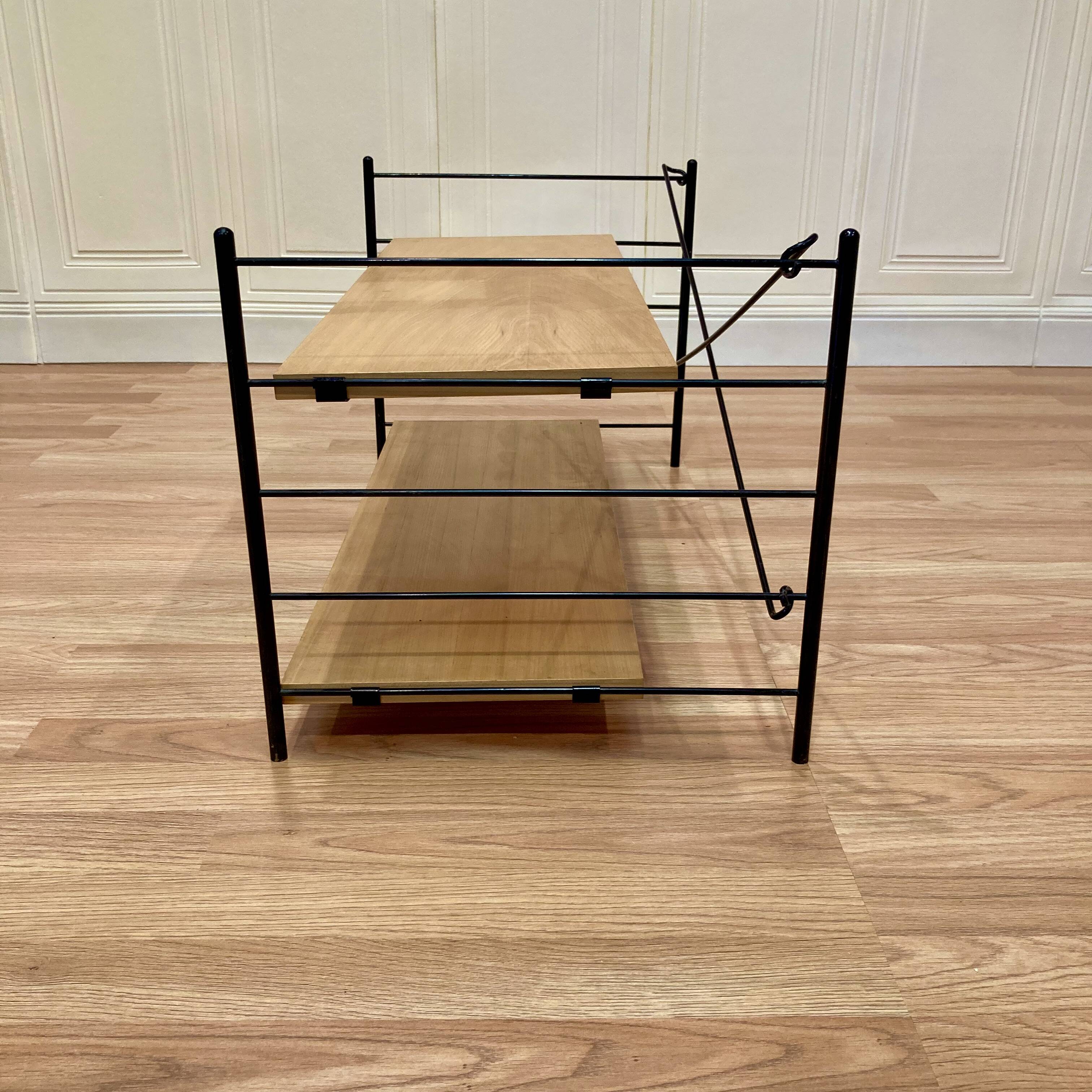 Étagère modulable métal et bois design 1960.