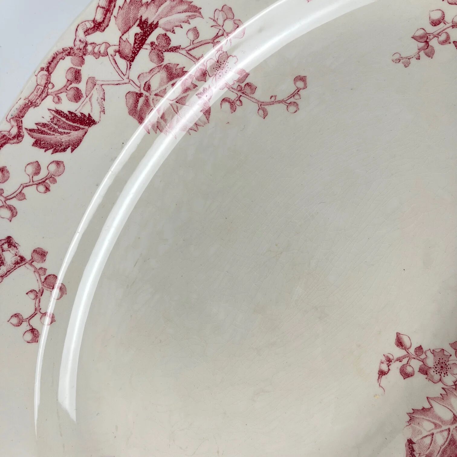 Oval dish KG Lunéville Ironstone, "Fontainebleau", pink, 19th century